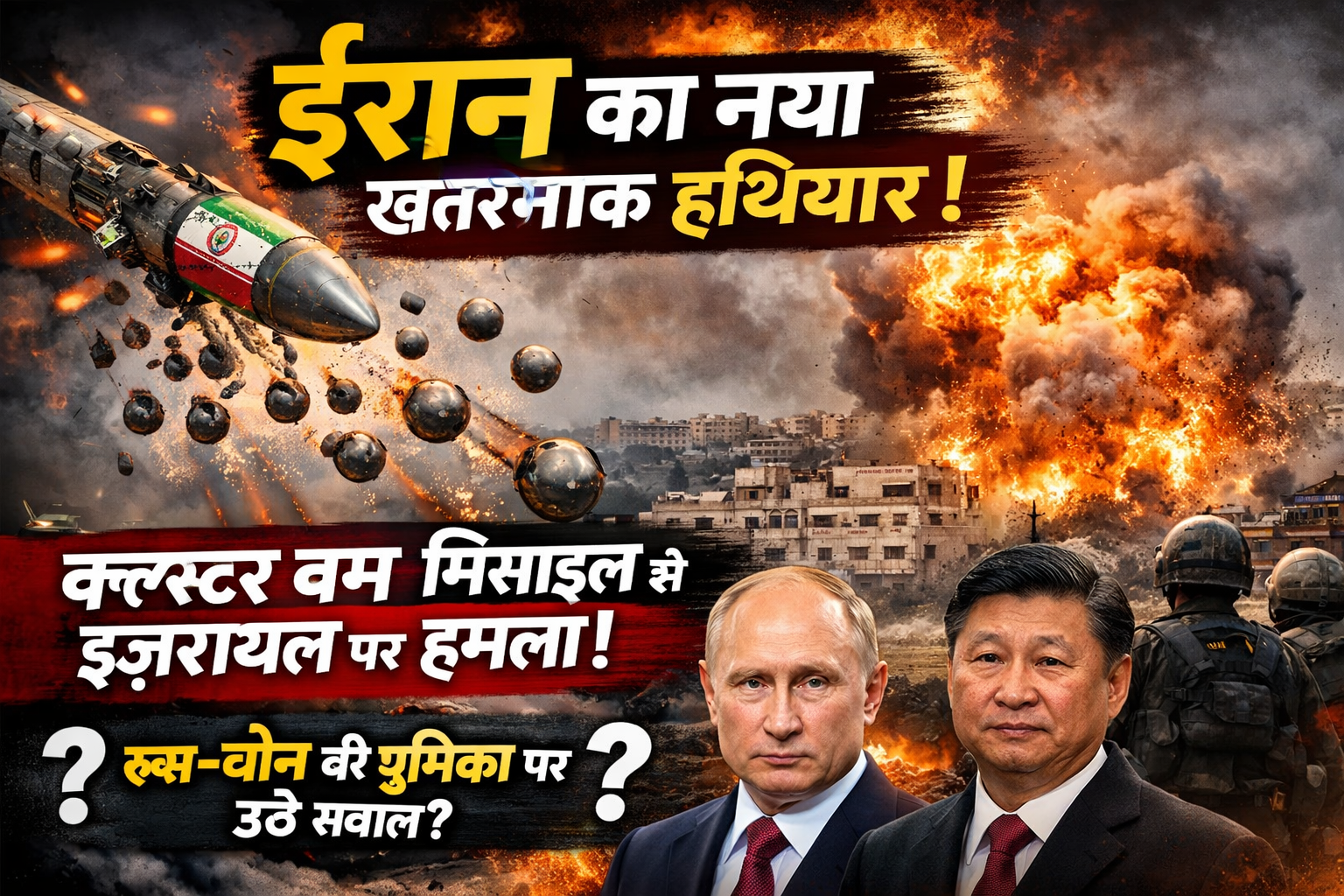 ईरान का नया खतरनाक हथियार! क्लस्टर बम मिसाइल से इज़रायल पर हमला